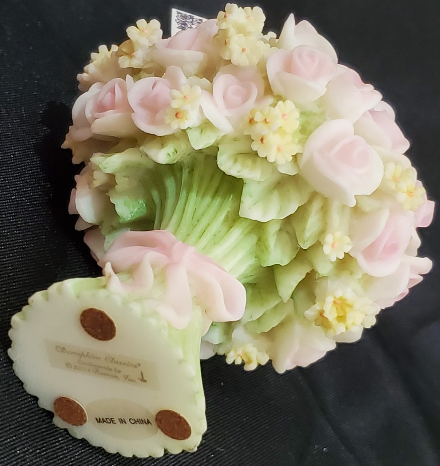 Seraphim Roses THANK YOU BOUQUET pink flower figure Heaven on Earth 84391 3.7″hi