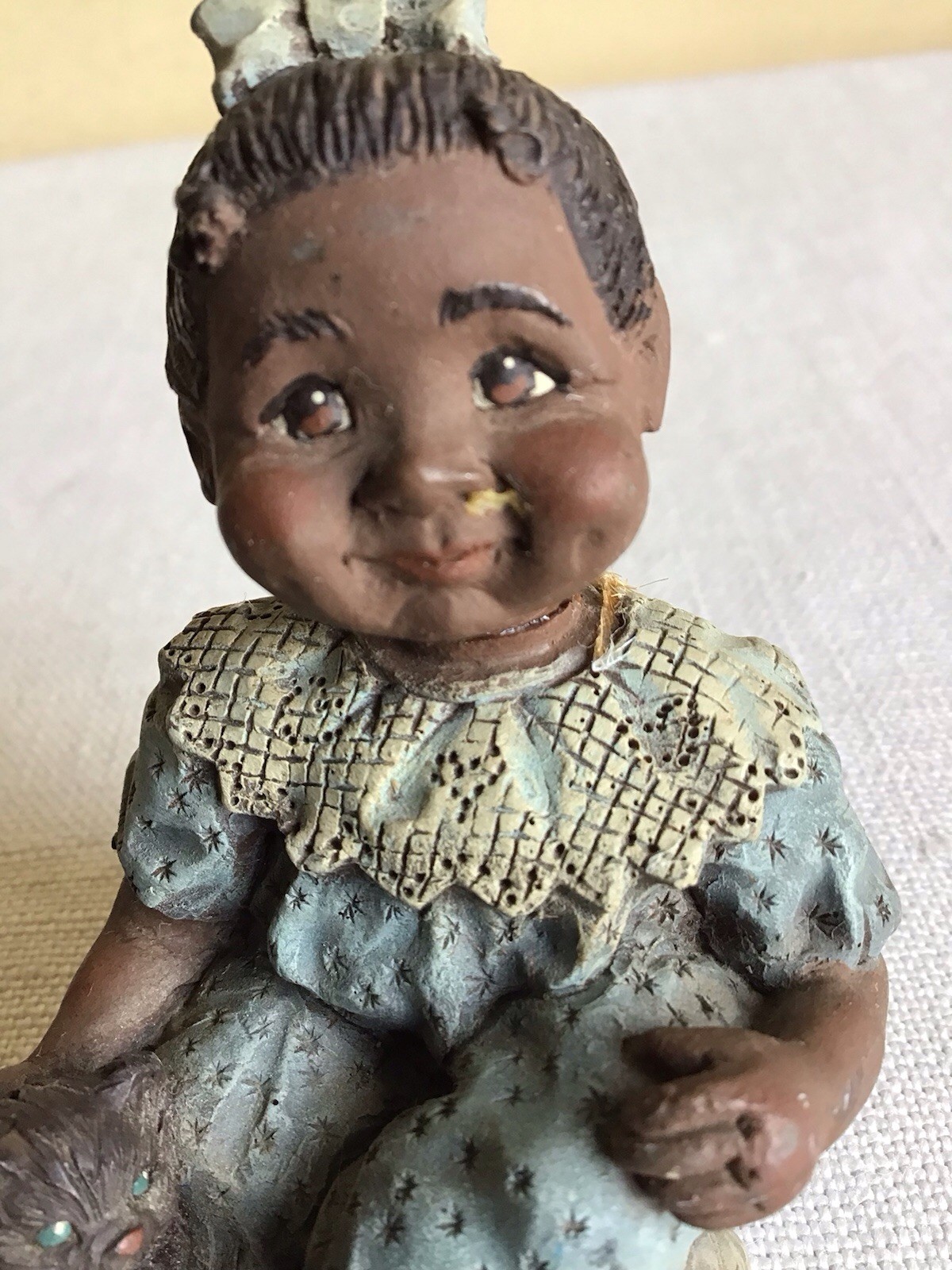 Vtg Lot Of 2 Sarahs Attic Grannys Favorite African American GIrl Boy Figurines