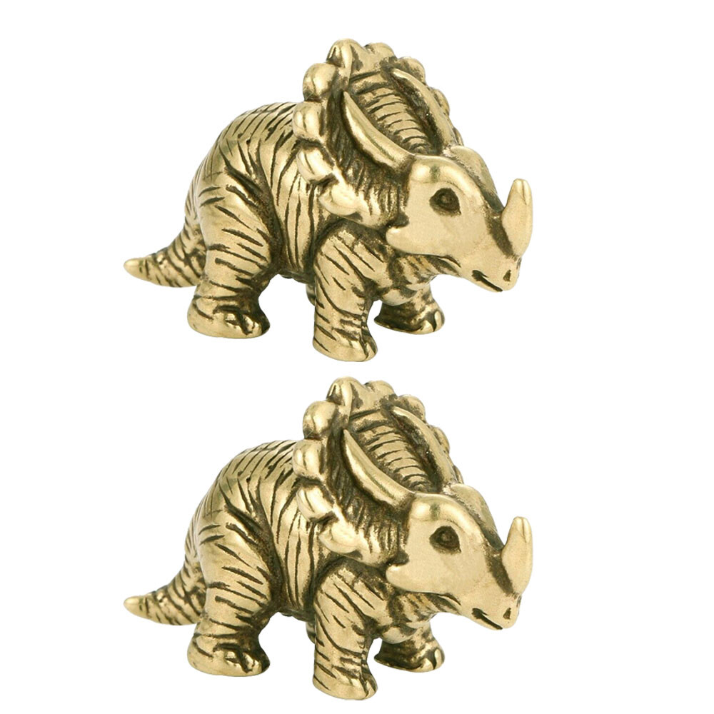 2Pcs Brass Dinosaur Statue Animal Figurines Toy House Desktop Decoration