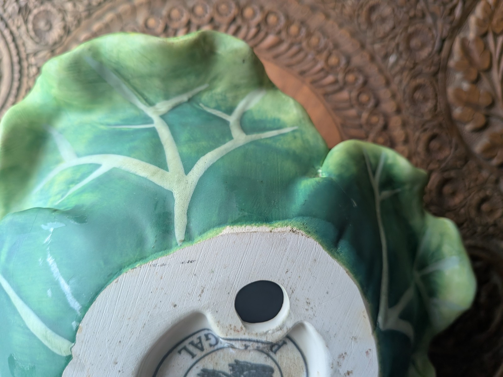 Rare Bordallo Pinheiro Cabbage Sculpture Portugal Whimsical Decor Earthenware