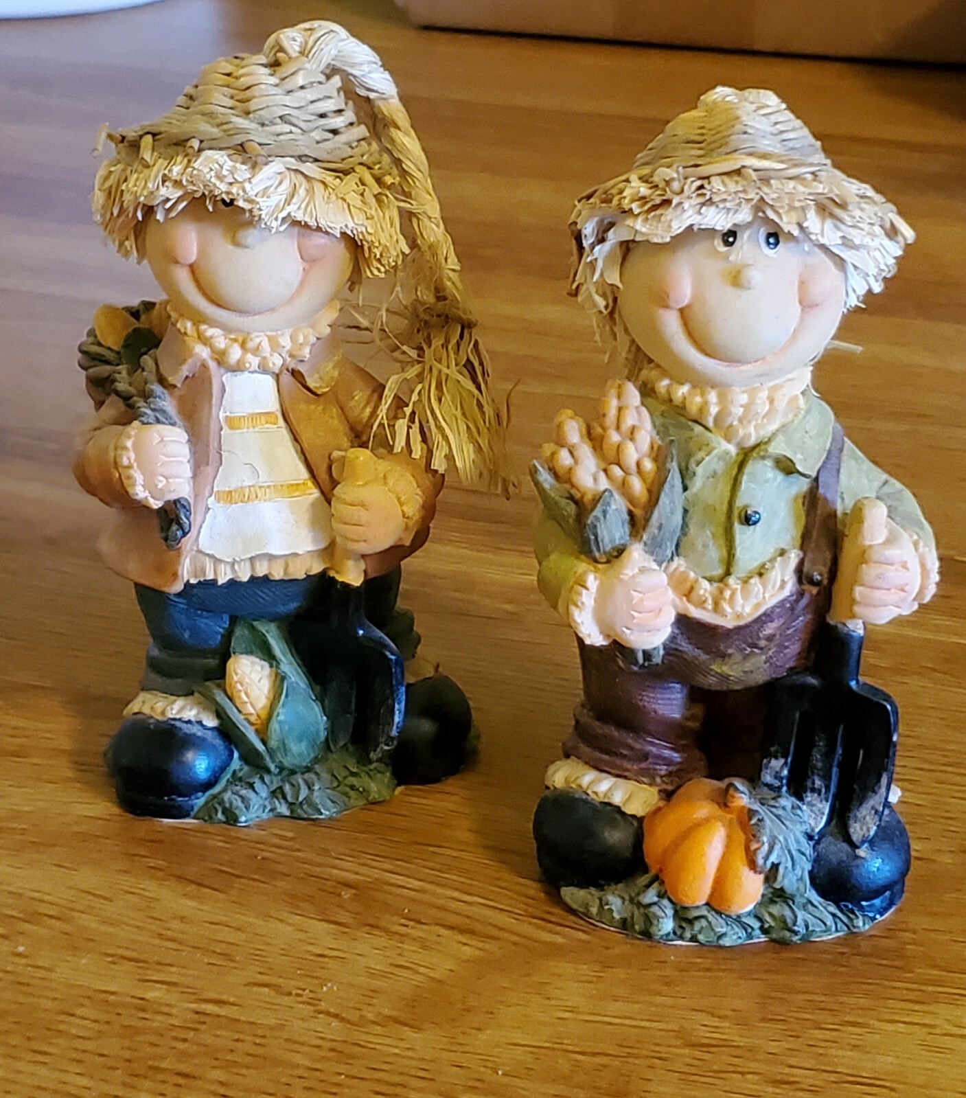 “Scarecrow Kids” Fall Autumn Halloween Decor Figurines Statues – Set of 2