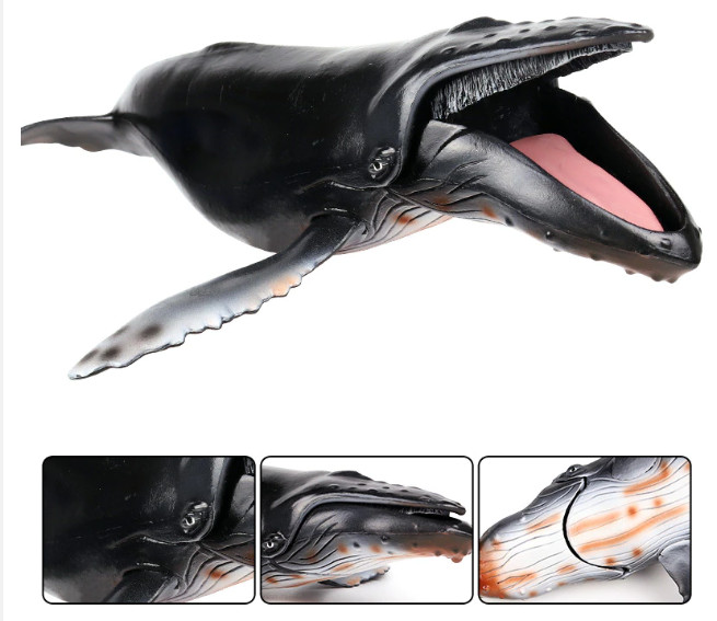 28cm Black Humpback Whale PVC Toy Fish Ocean Sea Animal Figure Doll Kids Gift