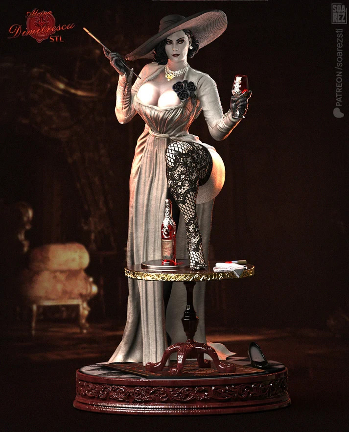 Lady Dimitrescu Figurine Resident Evil Hand Painted Model / DIY Kit 16pcs