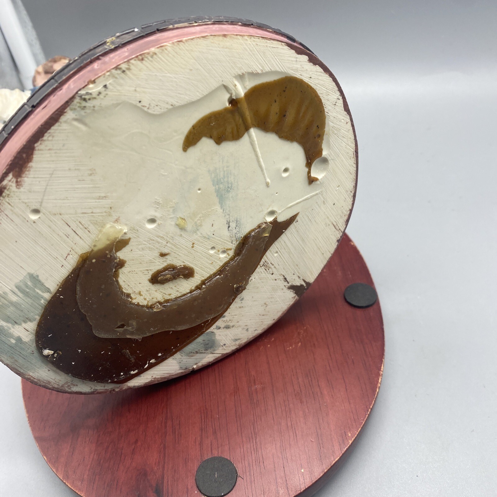 Dentist D.D.S. Pulling Tooth in Chair Resin Figurine on Wood Base READ CONDITION