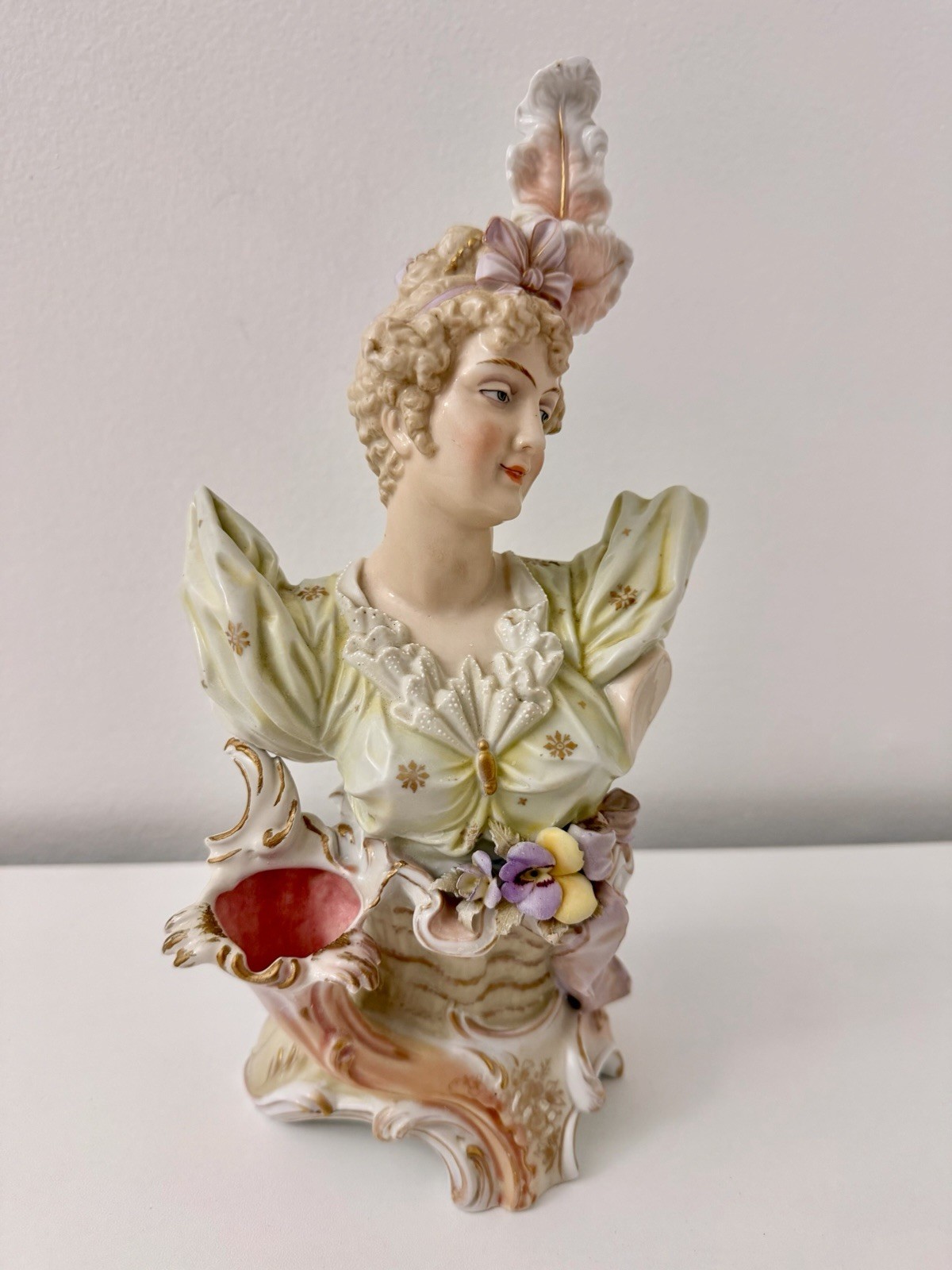 E & A Muller Antique Porcelain Art Nouveau Lady Bust 10″ Woman Figurine