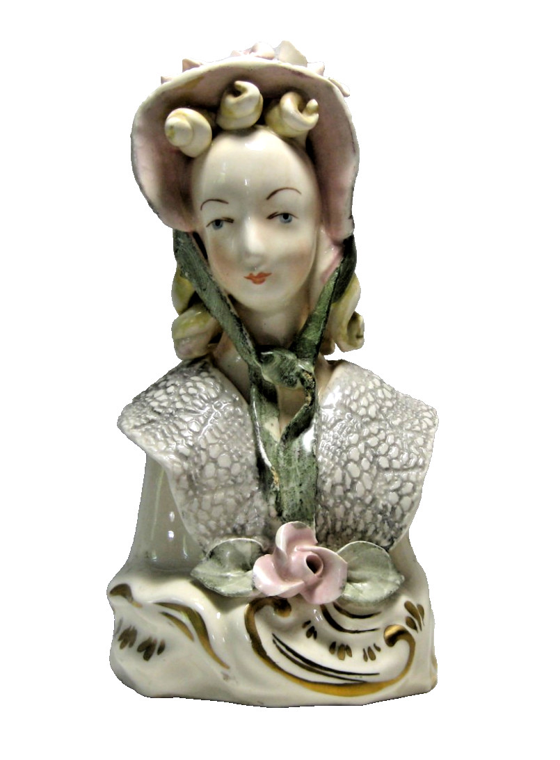 Vintage 1940s Cordey Porcelain Art Bust 6 1/2 in Figurine #5028 Victorian Lady