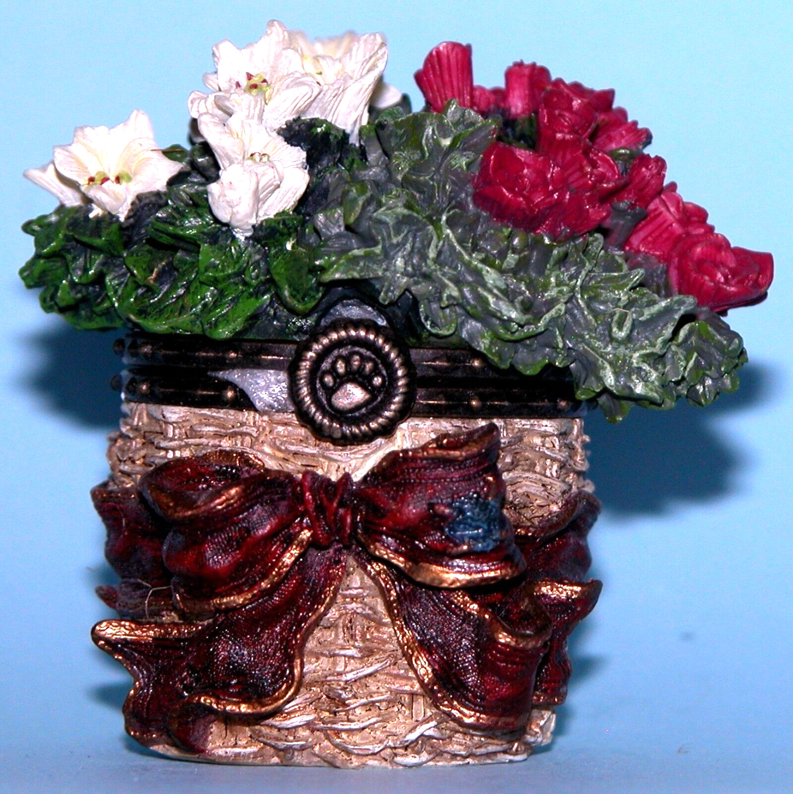 Boyds Bears hinged box “Blooming Basket” mouse, cheese 392121 NIB flowers love