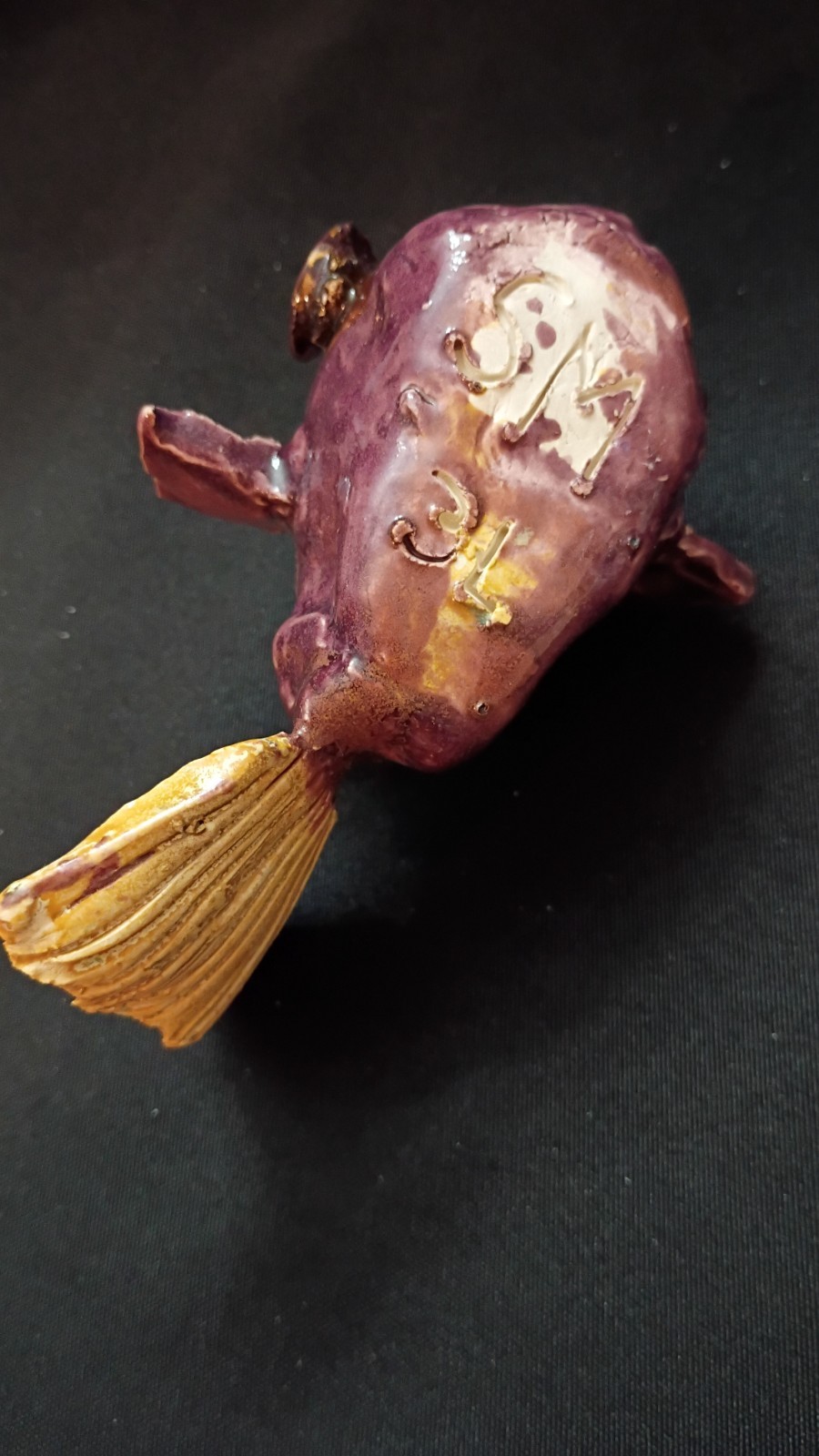 Handmade Pottery Figurine – ‘Somebody Luv Me’ Bulging Eyed Fish – Adopt ME!!