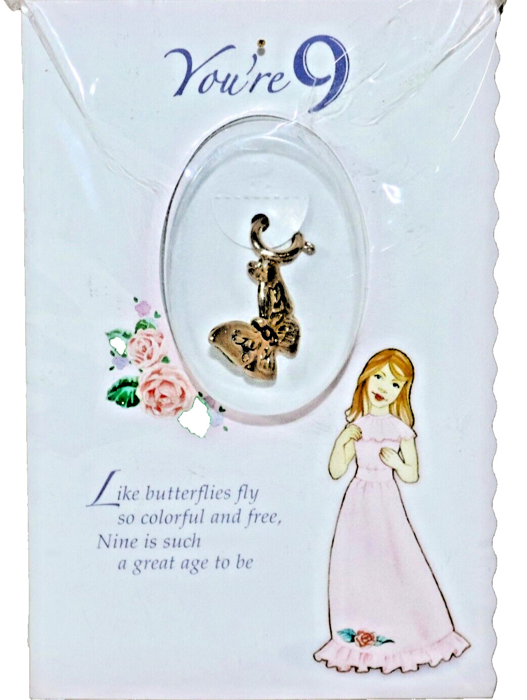 Butterfly Birthday Charm ~ You’re 9 ~ Growing Up Girls Enesco Brand New