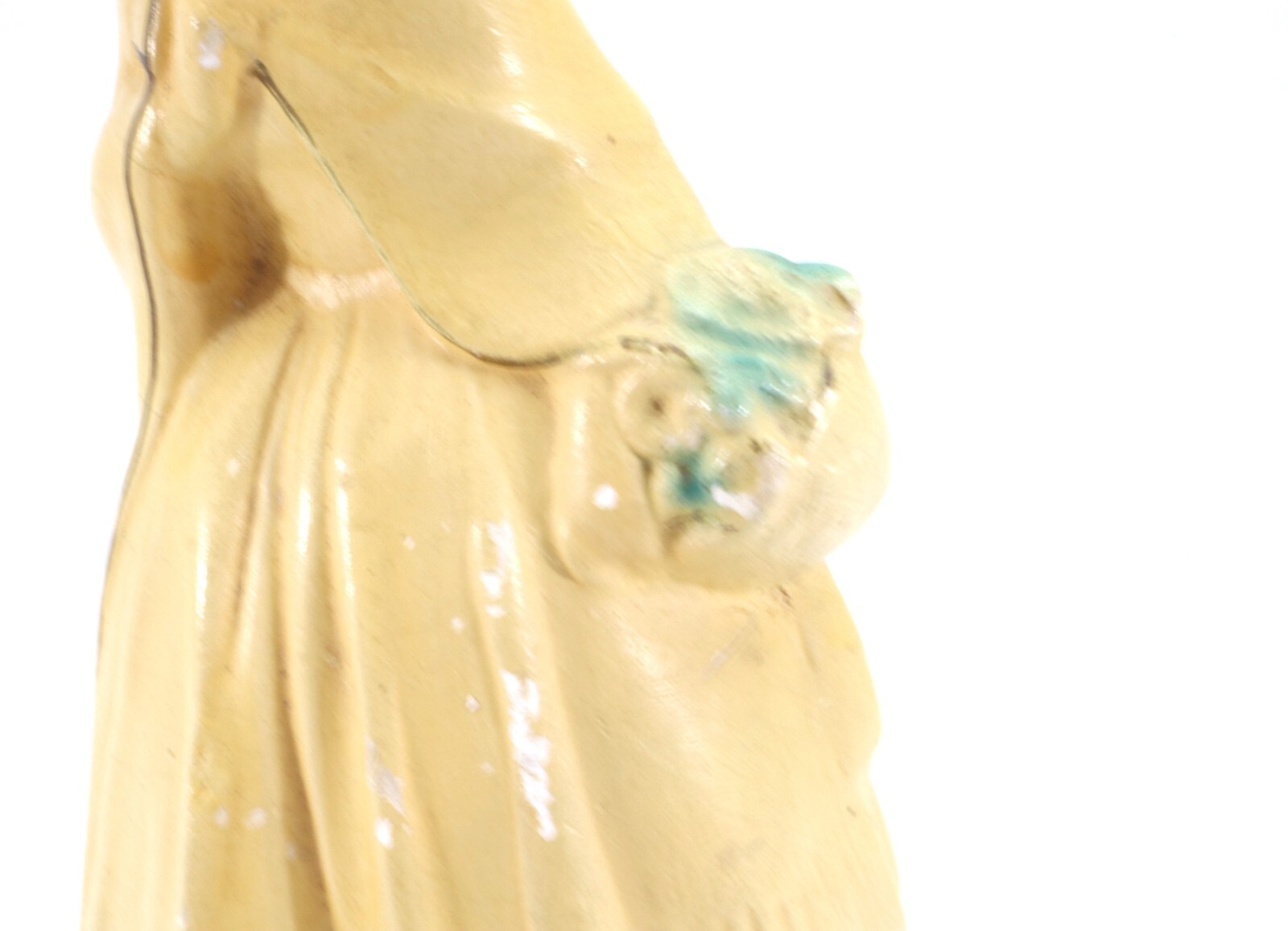 Roman Art Co Robia Ware Chalkware FIGURINE Yellow Lady USA 1940s
