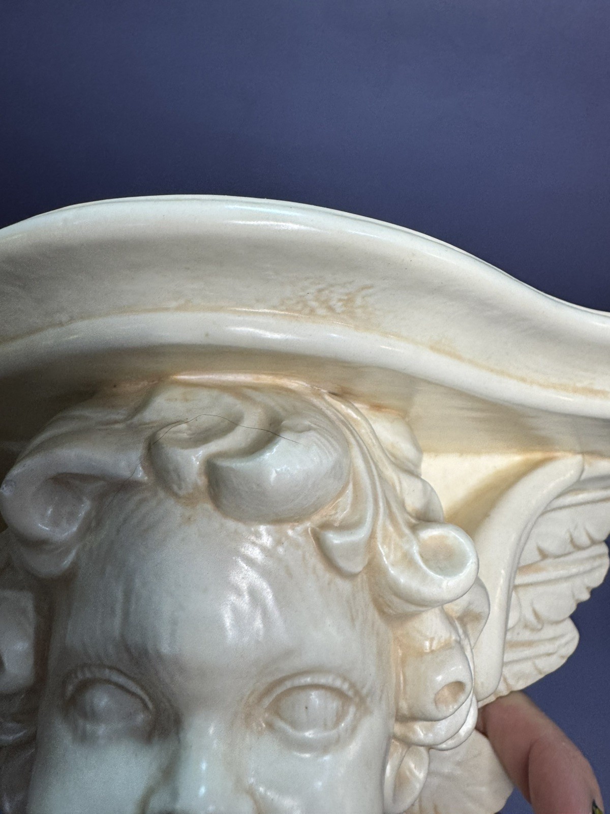 Cherub Angel Ceramic AnWall Shelf Sconce 11x 5 Hollywood Regency Celestial