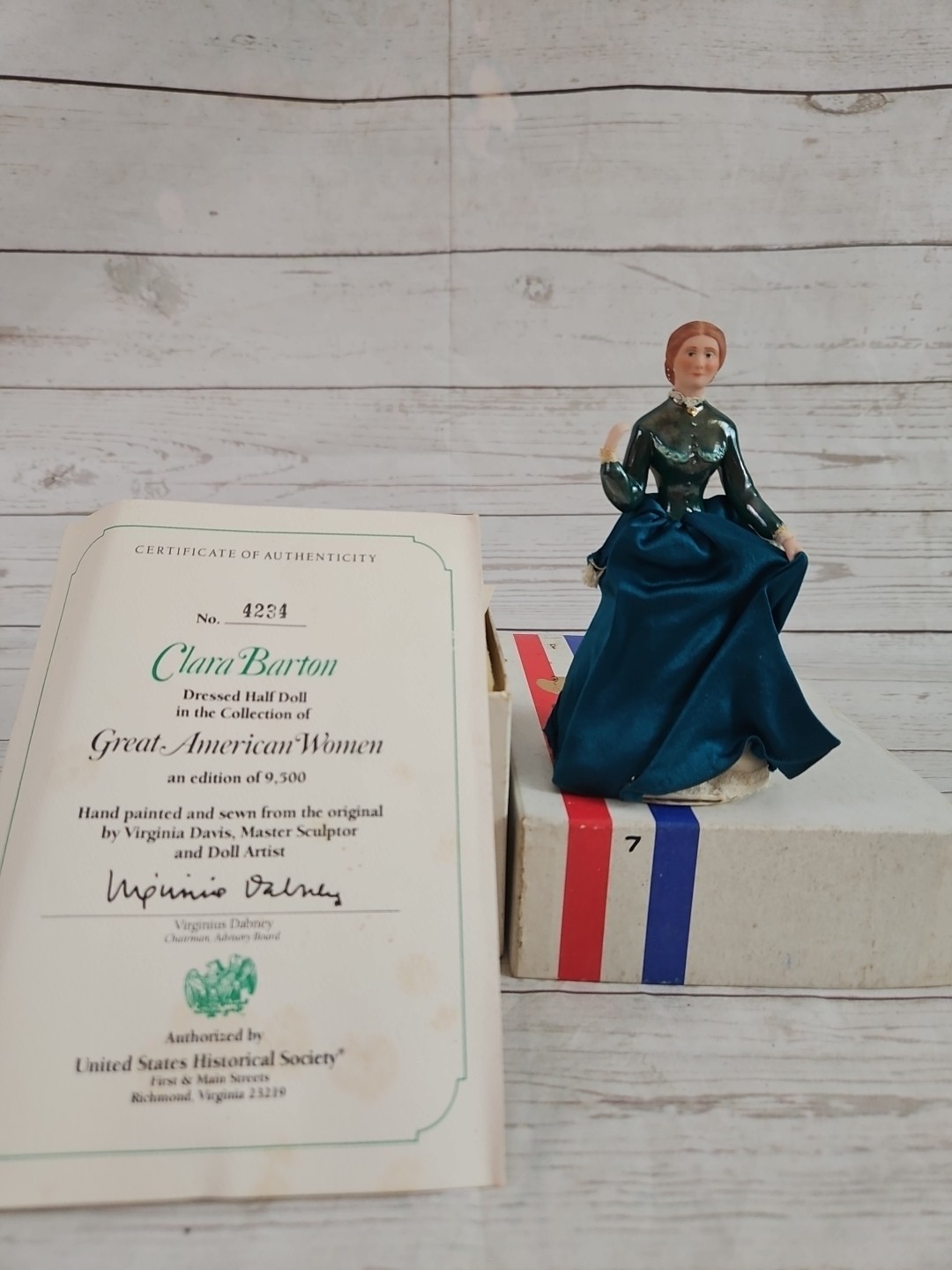 Vtg Clara Barton Great American Women Virginia Davis Hand Painted Figurine Doll