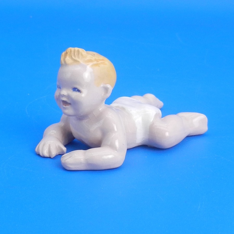 Florence Ceramics BABY CRAWLING Vintage Child Figurine Pasadena VERY RARE!