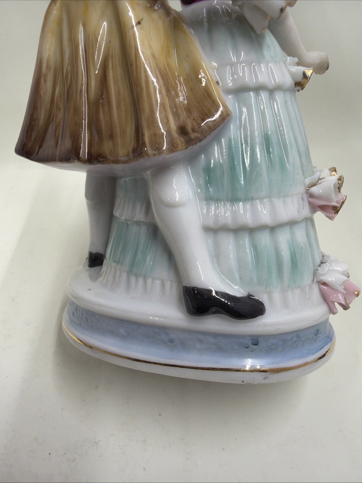 Vintage Bone China Lace Renaissance Dancing Couple Figurine With Crossed Swords