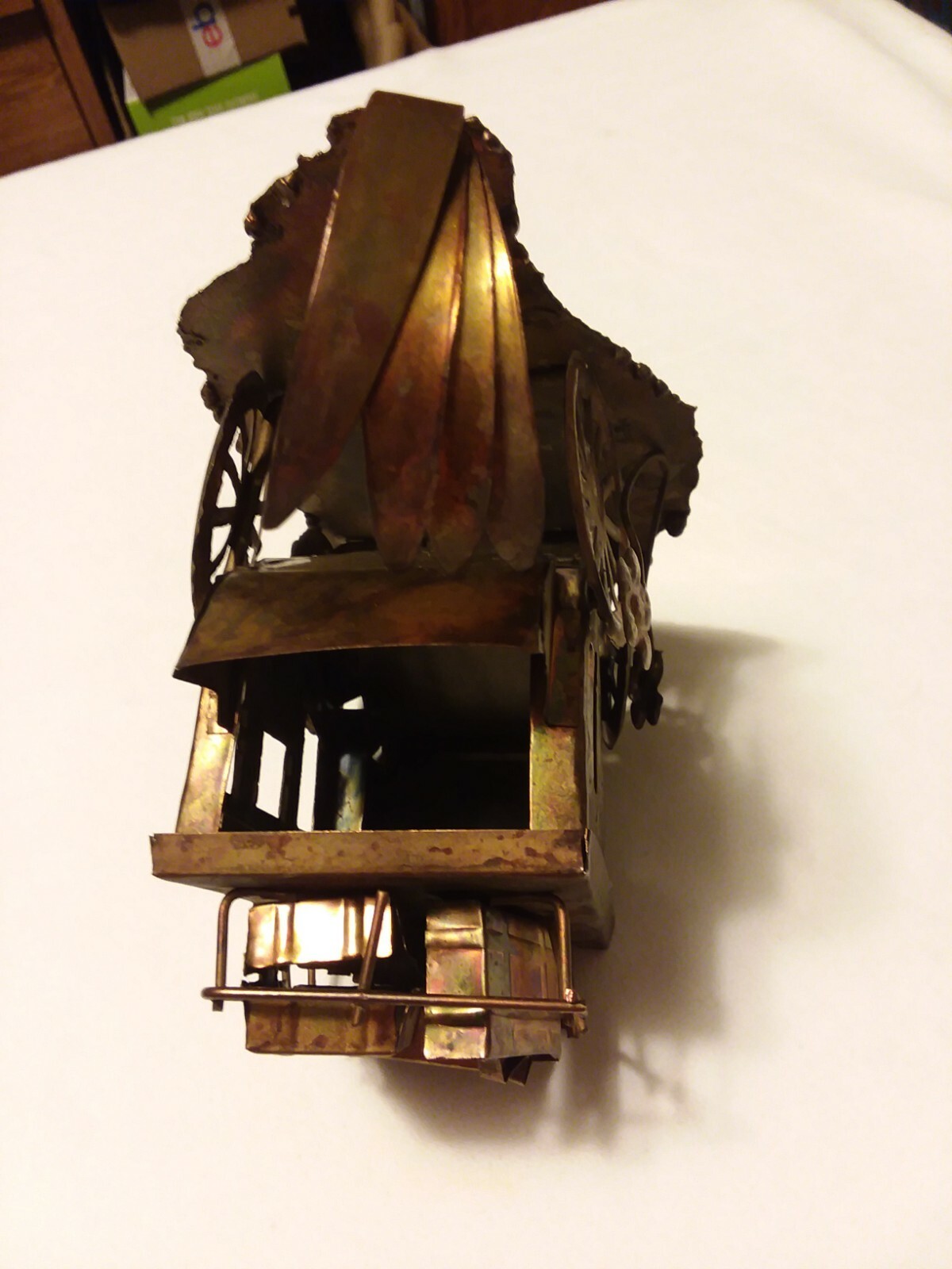 Copper Stagecoach Art Sculpture Display Piece ~5 3/4″ High x 4 1/2″ Wide In EUC