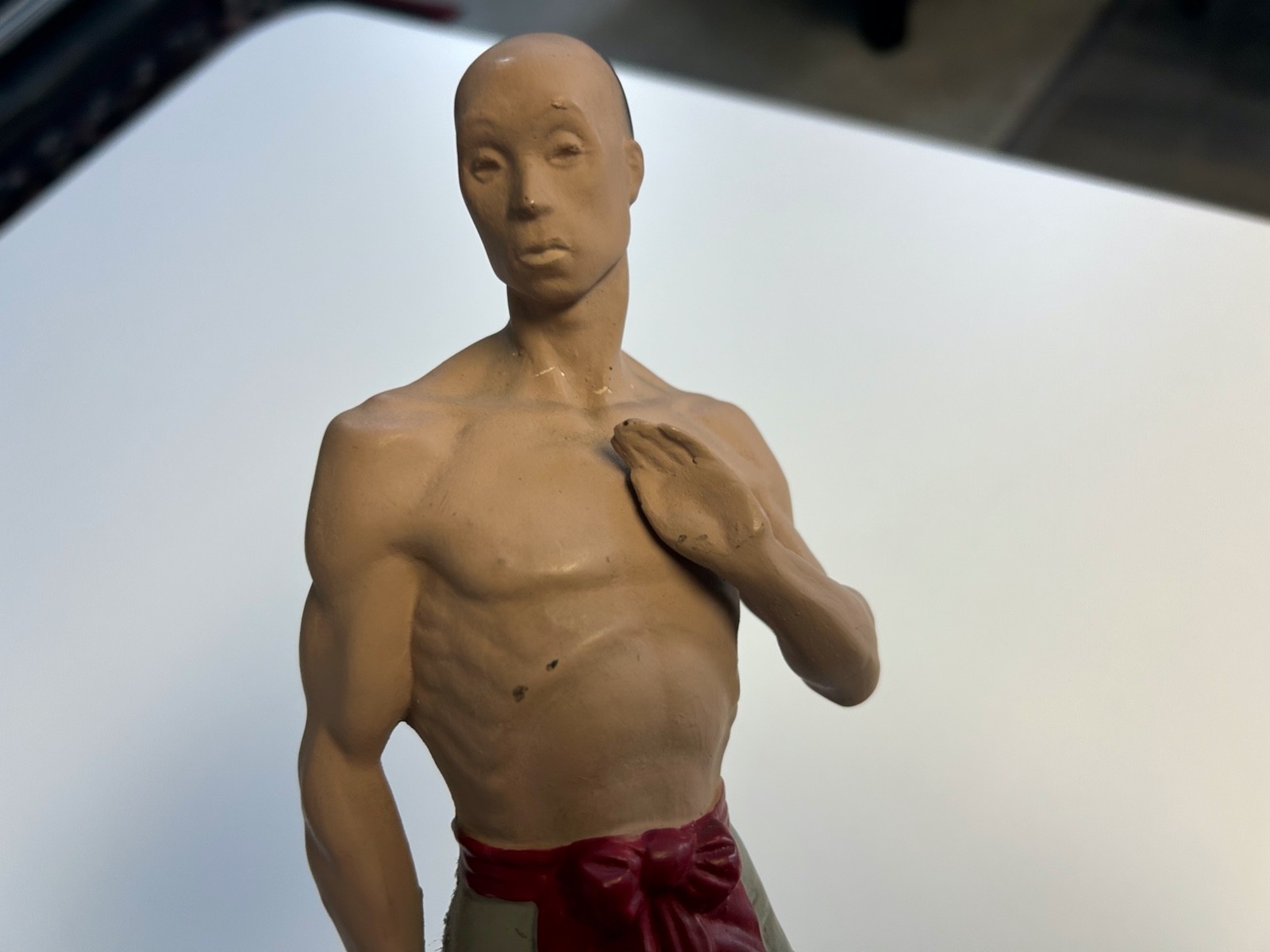 VINTAGE 12 7/8″ Fred Press Chalkware Plaster FIGHTING MAN Figurine EXCELLENT