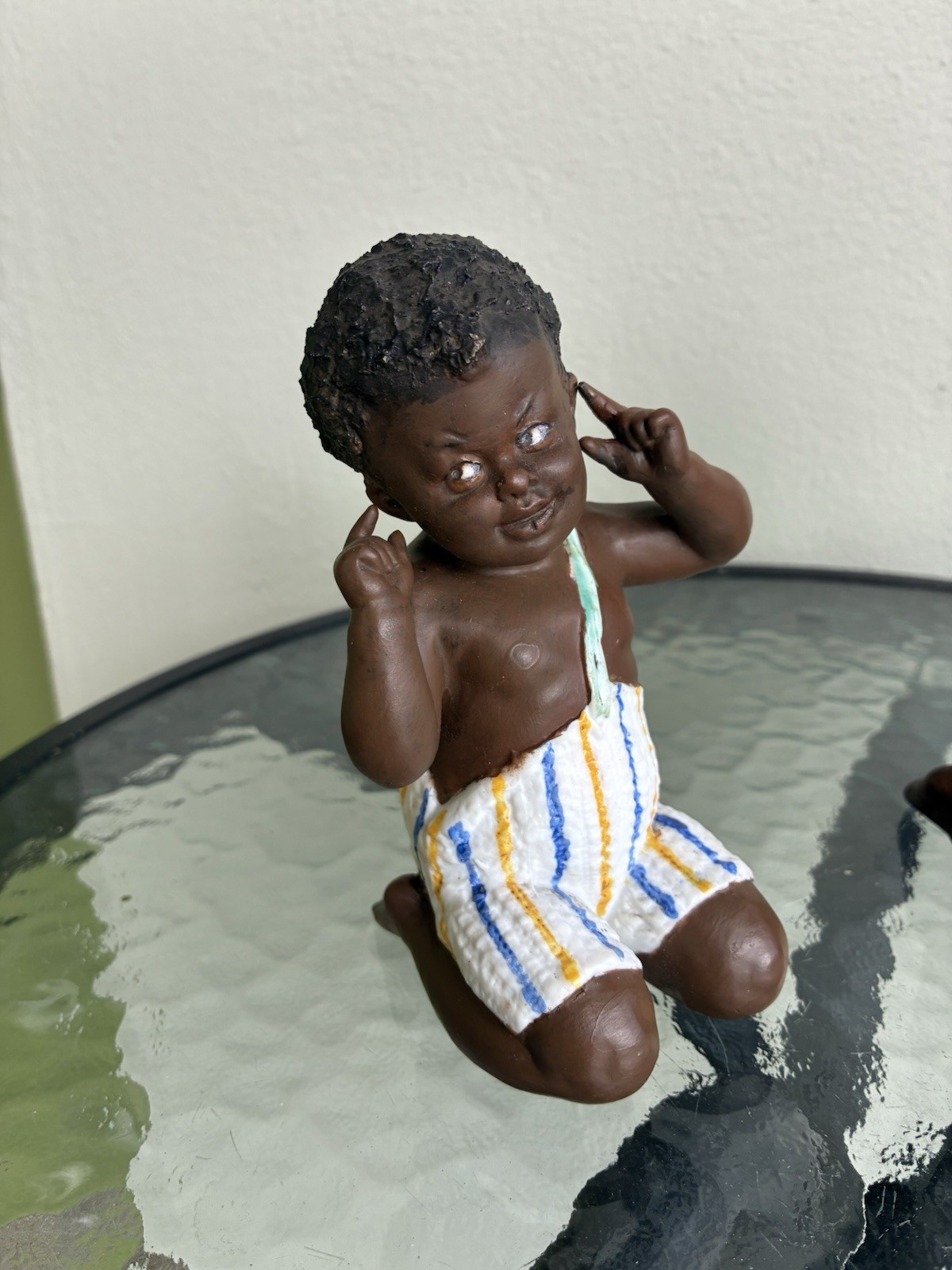 Two Rare Heubach black boys on their knees German bisque piano baby