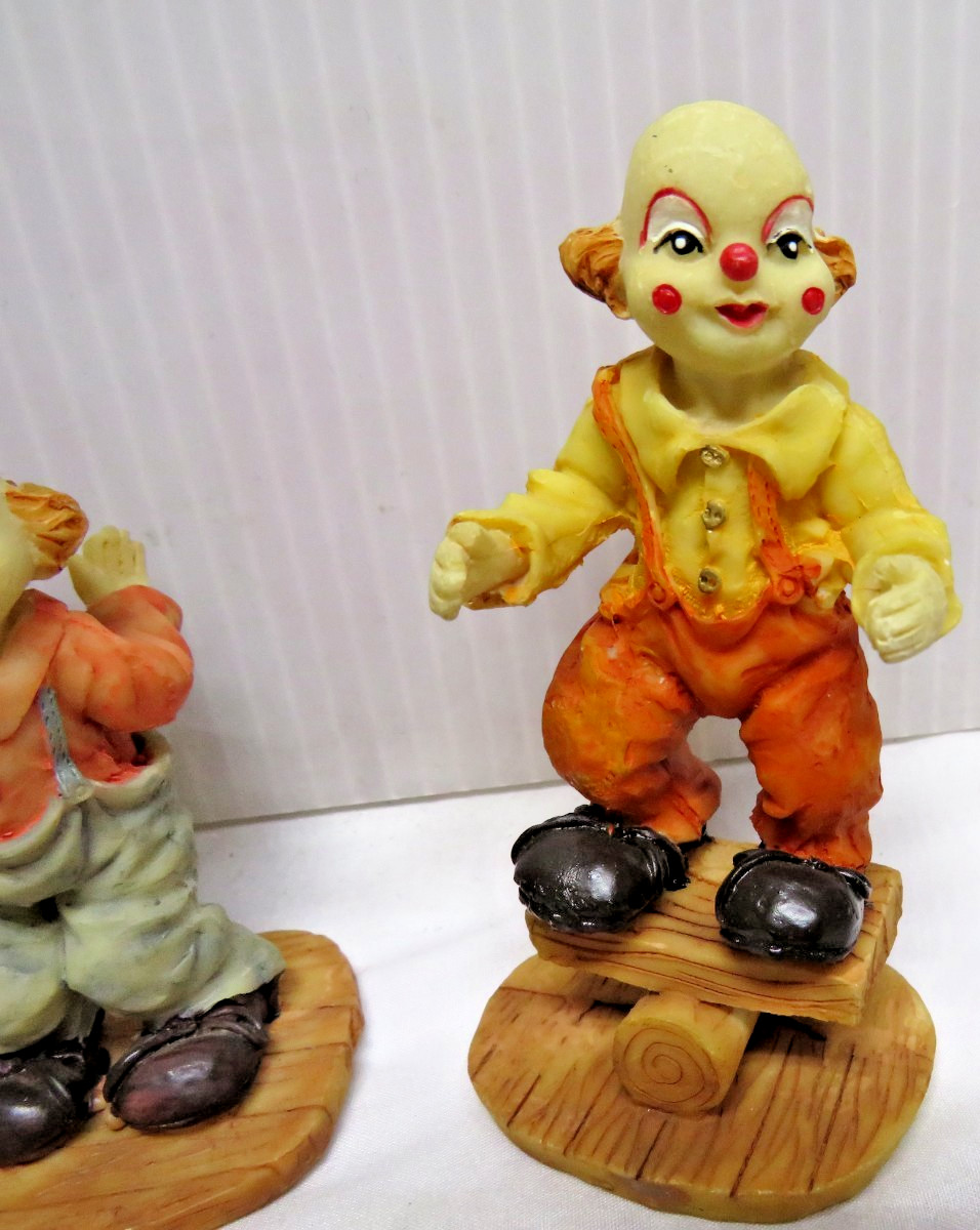 3 Clowns Sitco Importing Resin Figurines Circus Figures vintage 4″