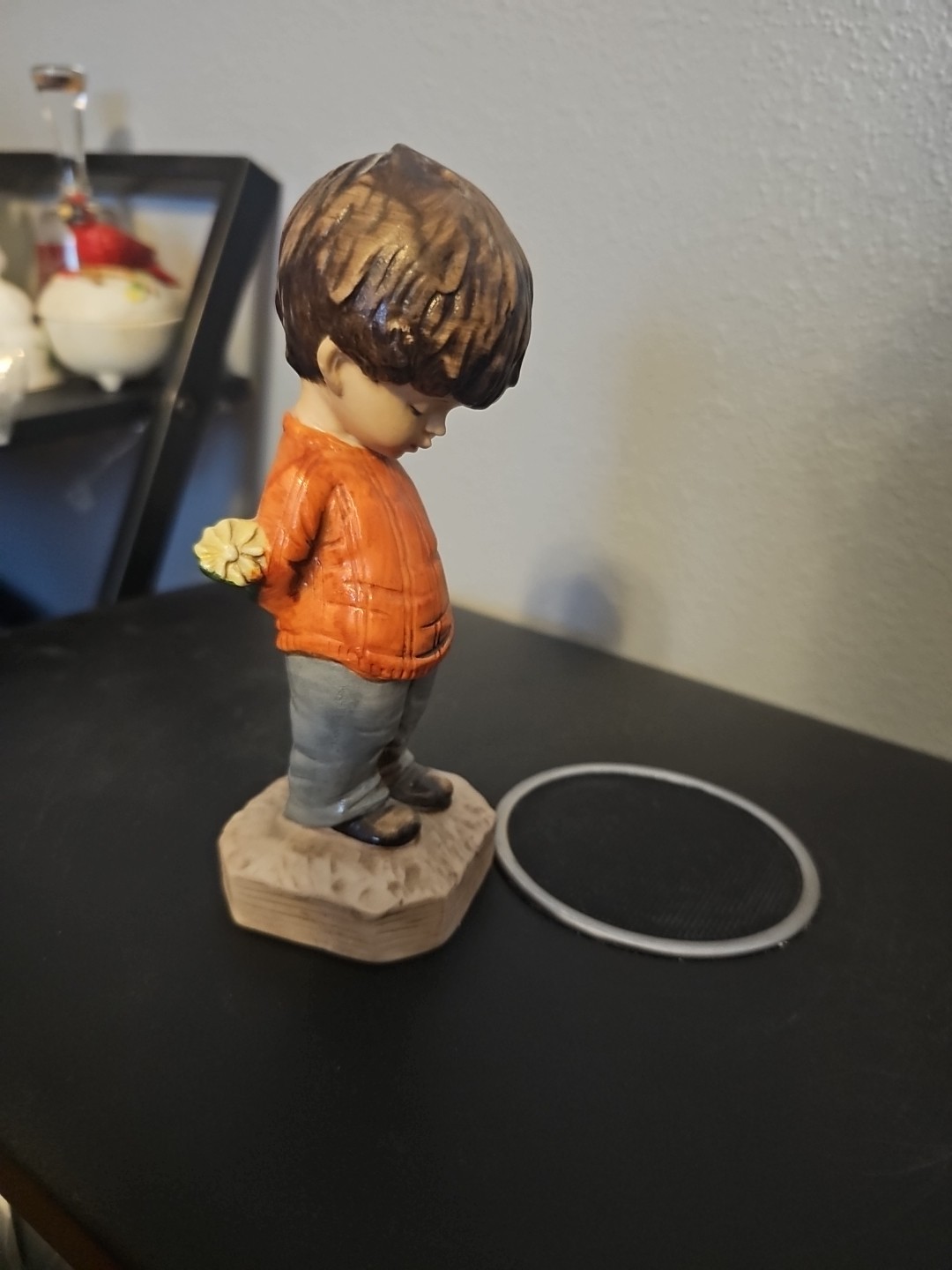 1971 Fran Mar Moppets Figurine Shy Boy With Flowers