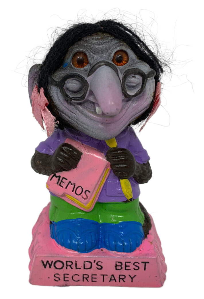 Vintage 1972 Russ Berries Bobblehead “World’s Best Secretary” Troll Figure