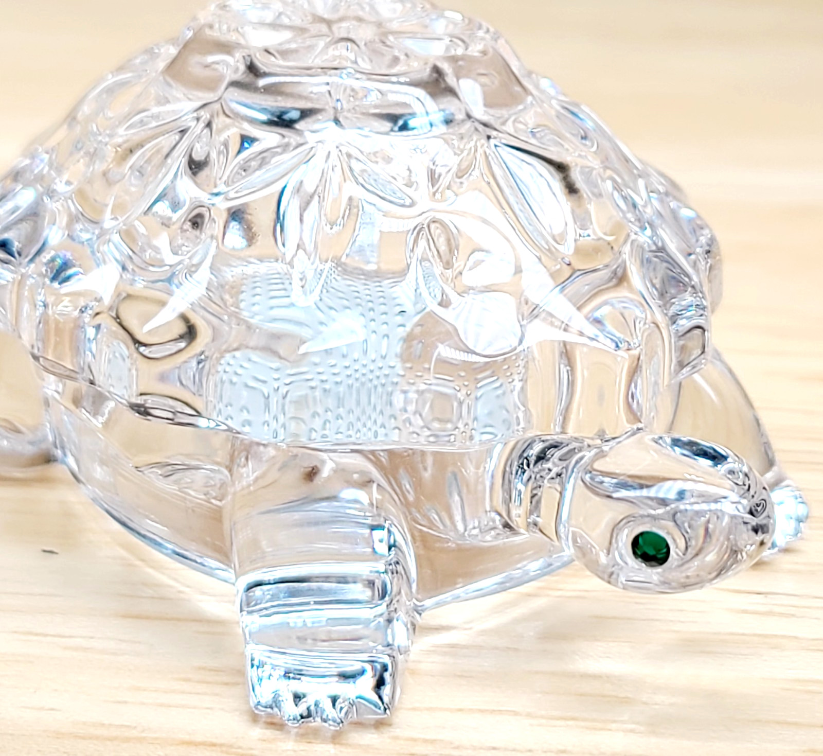 Lenox Fine Crystal Turtle Czech 3″ Green Rhinestone Eyes Art Glass