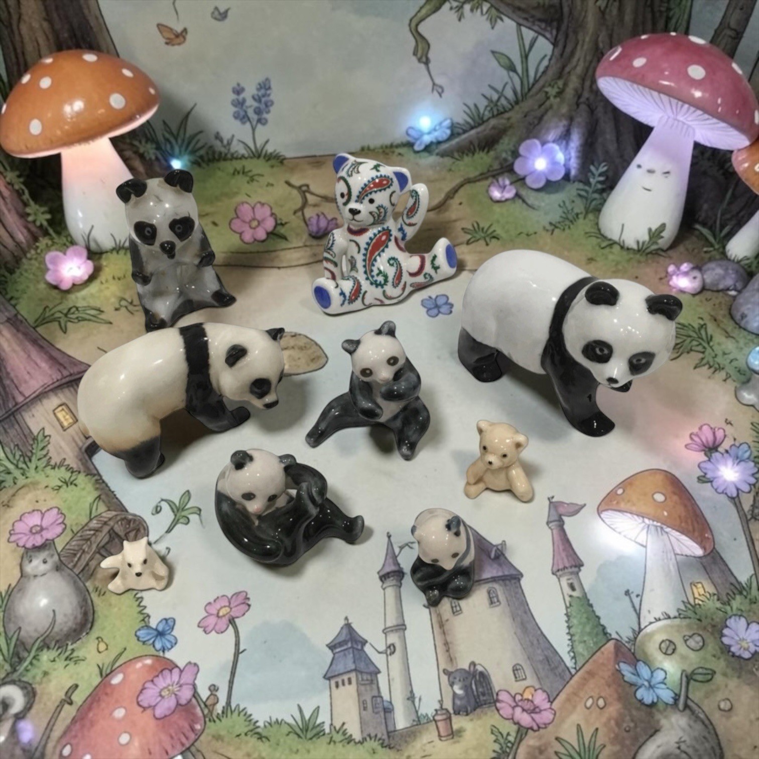 Vintage Teddy bear collection lot of 10 miniature figurines – cute & adorable!