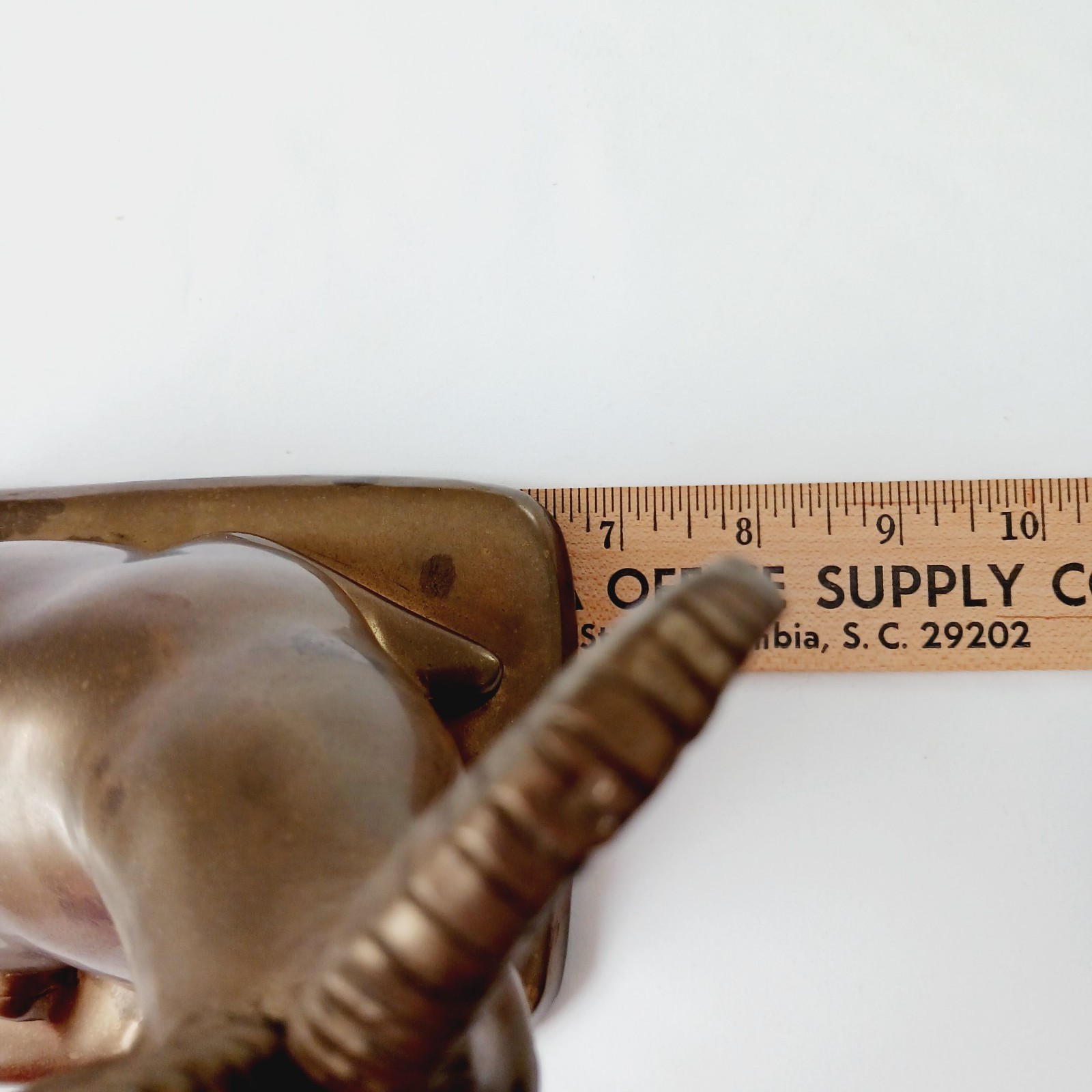 VTG MCM AVANTI Solid Brass Statue Reclining Ram Ibex Patina Heavy 4lb 3.3oz