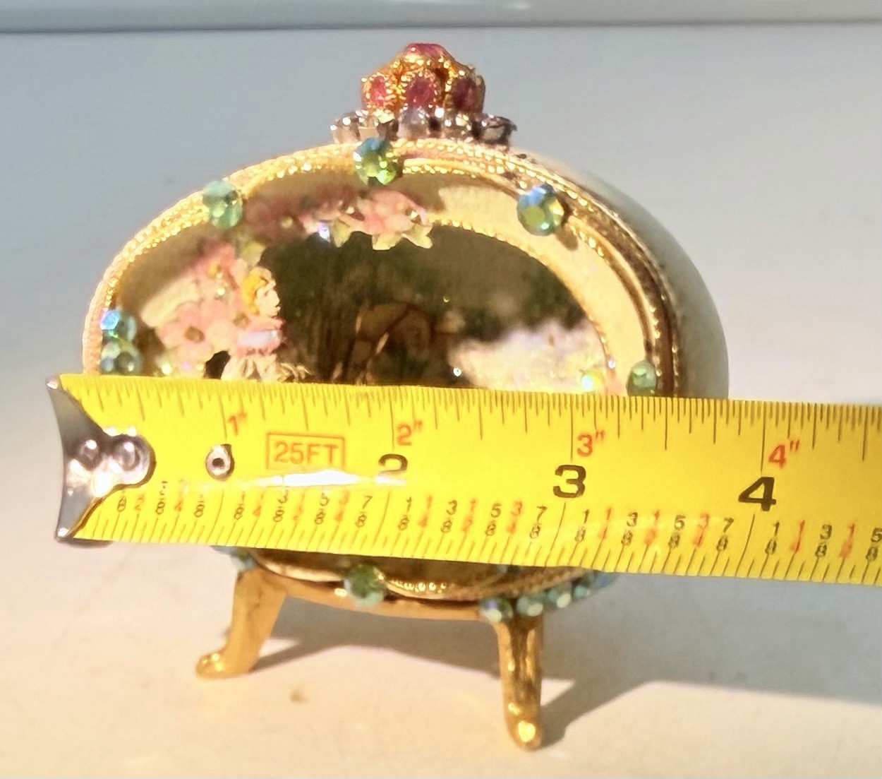 Vintage Handmade Egg Diorama With Jems, Swan Lake On Stand OOAK