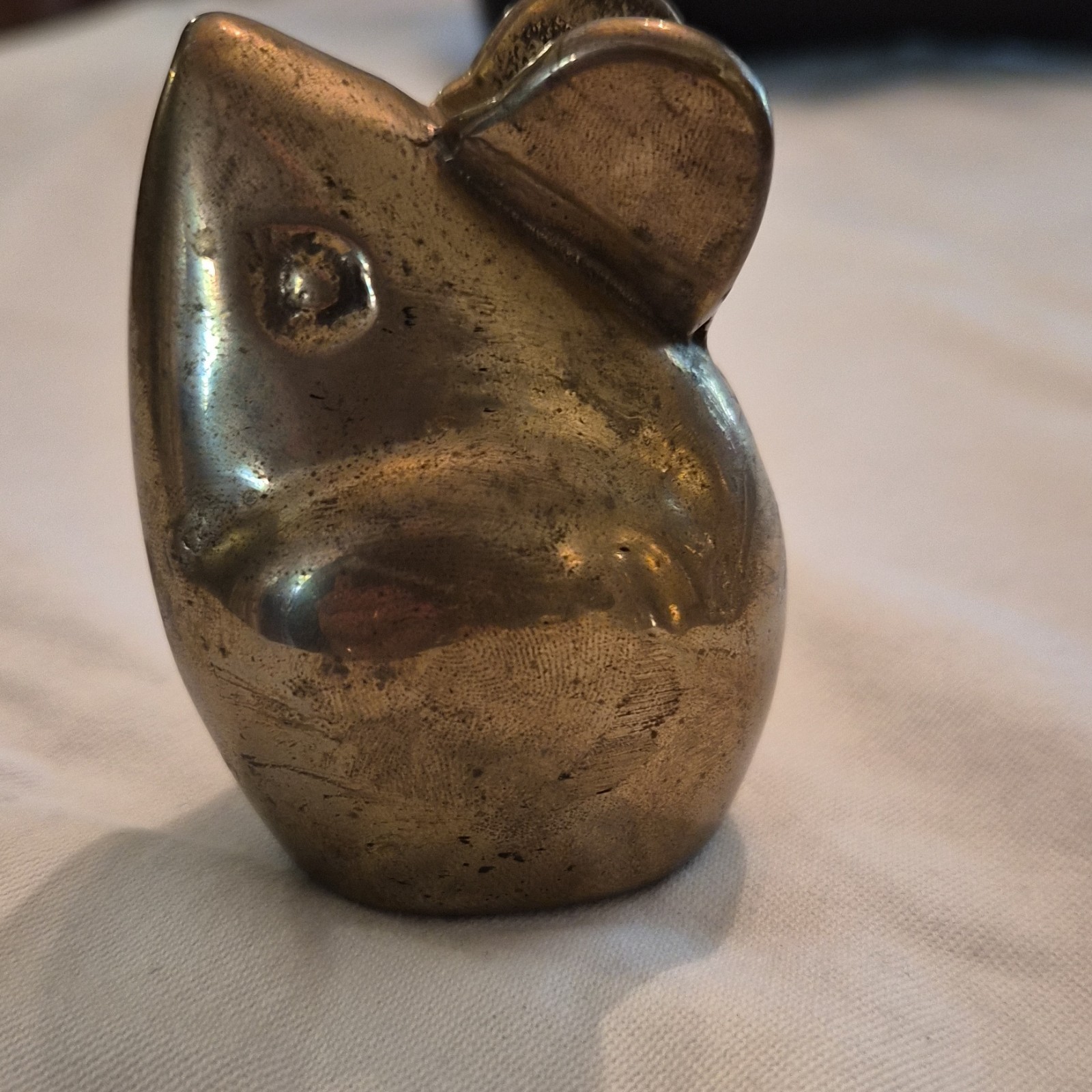 Antique Brass Mouse Figurine Animal Carvings Miniature Sculpture Unisex 2 3/4″