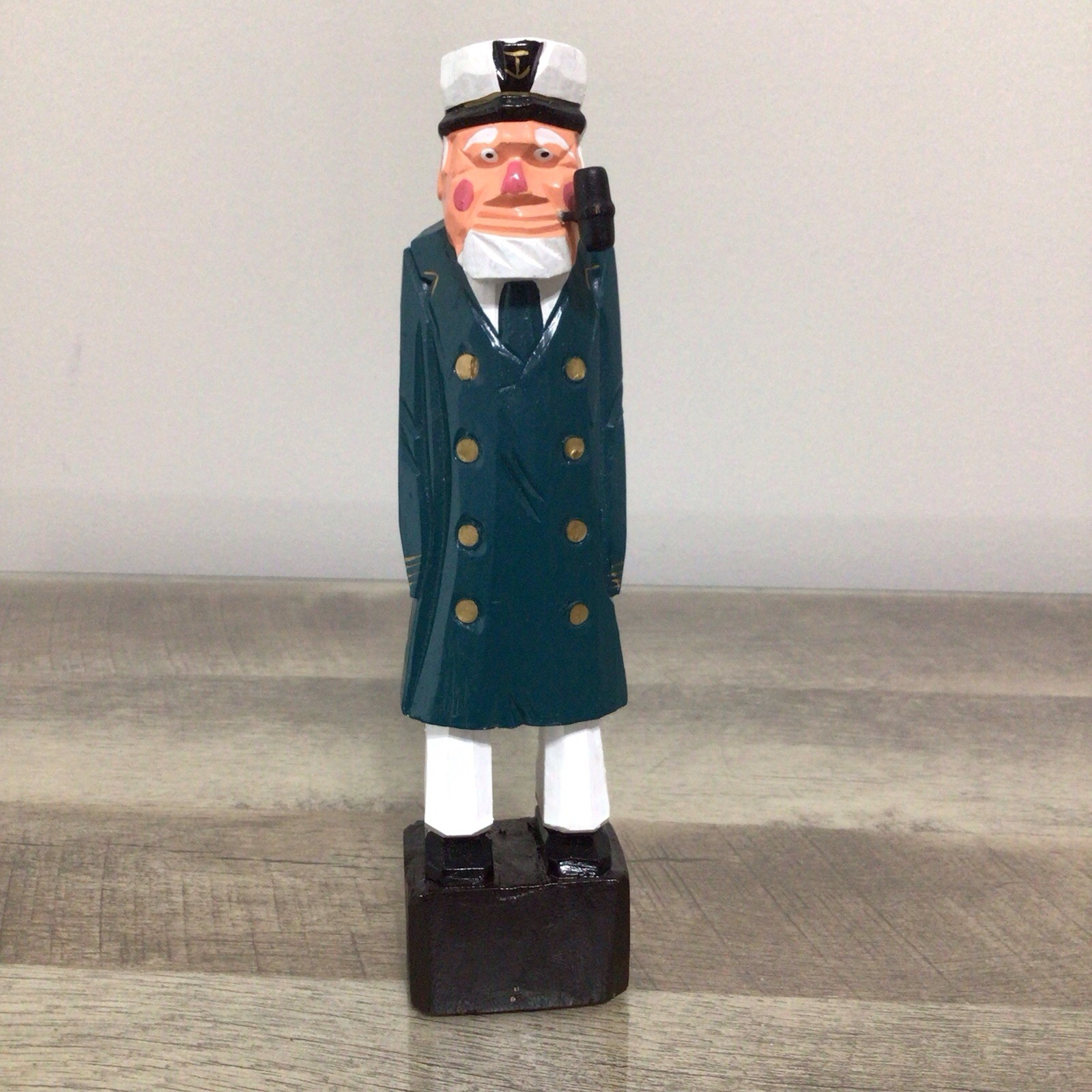 Maritime Nautical Carved Wood Folk Art Sea Captain Sailor Figure 7.75″x2″
