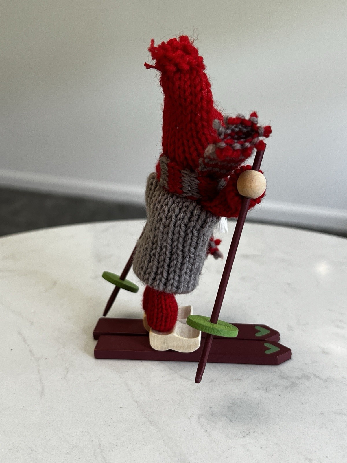 Vtg Swedish Tomte Ski Girl Figurine Handmade Scandinavian Folk Art Nordic Hygge