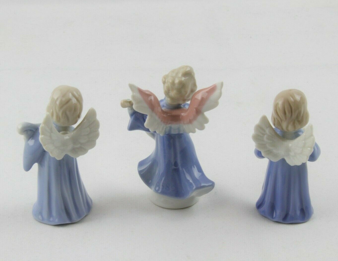 SANMYRO BLUE & WHITE ANGELS PLAYING MUSICAL INSTRUMENTS SET OF 3