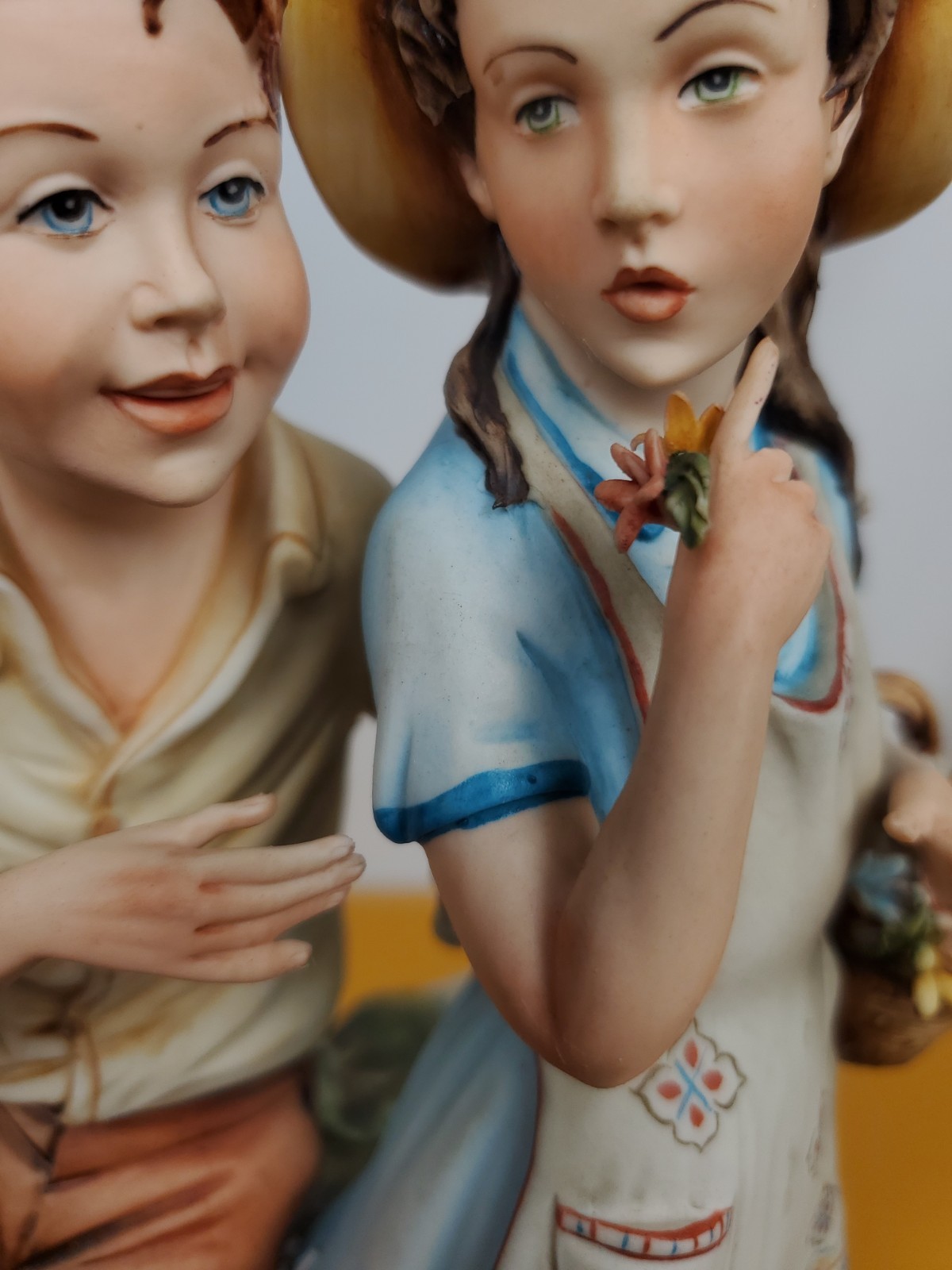 Capodimonte Italy 169 Mariani “N” Porcelian Boy & Girl Flowers