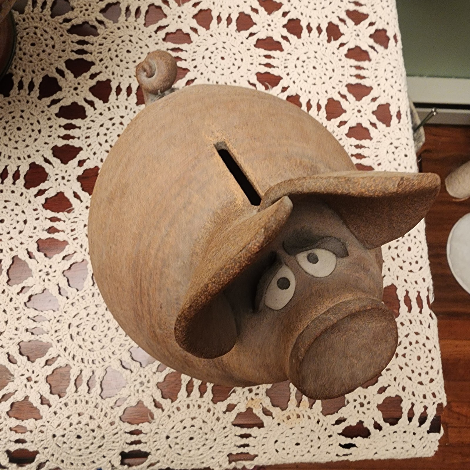 Harting Studio Pottery Piggy Bank Handmade USA Folk Art Stoneware Pig 10″ RARE