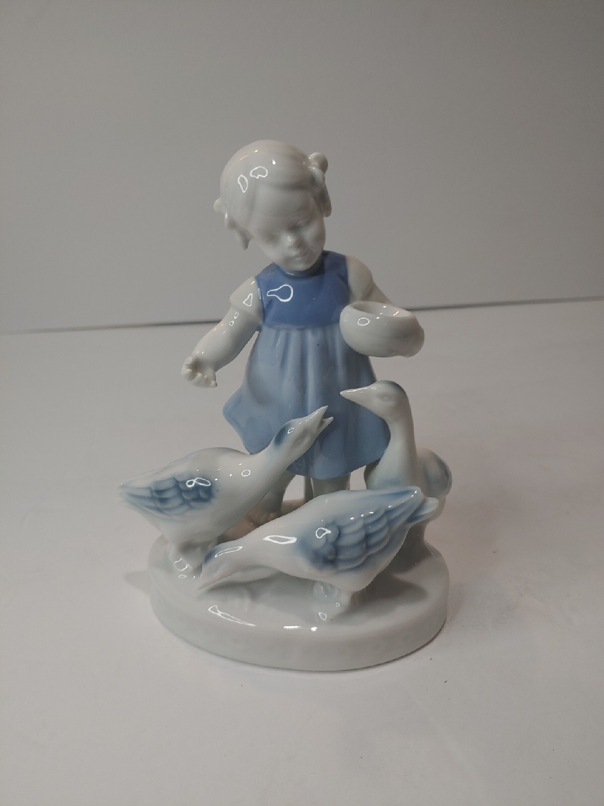 GEROLD PORZELLAN FIGURE 7″ Vintage Girl w/ geese Bavaria West Germany