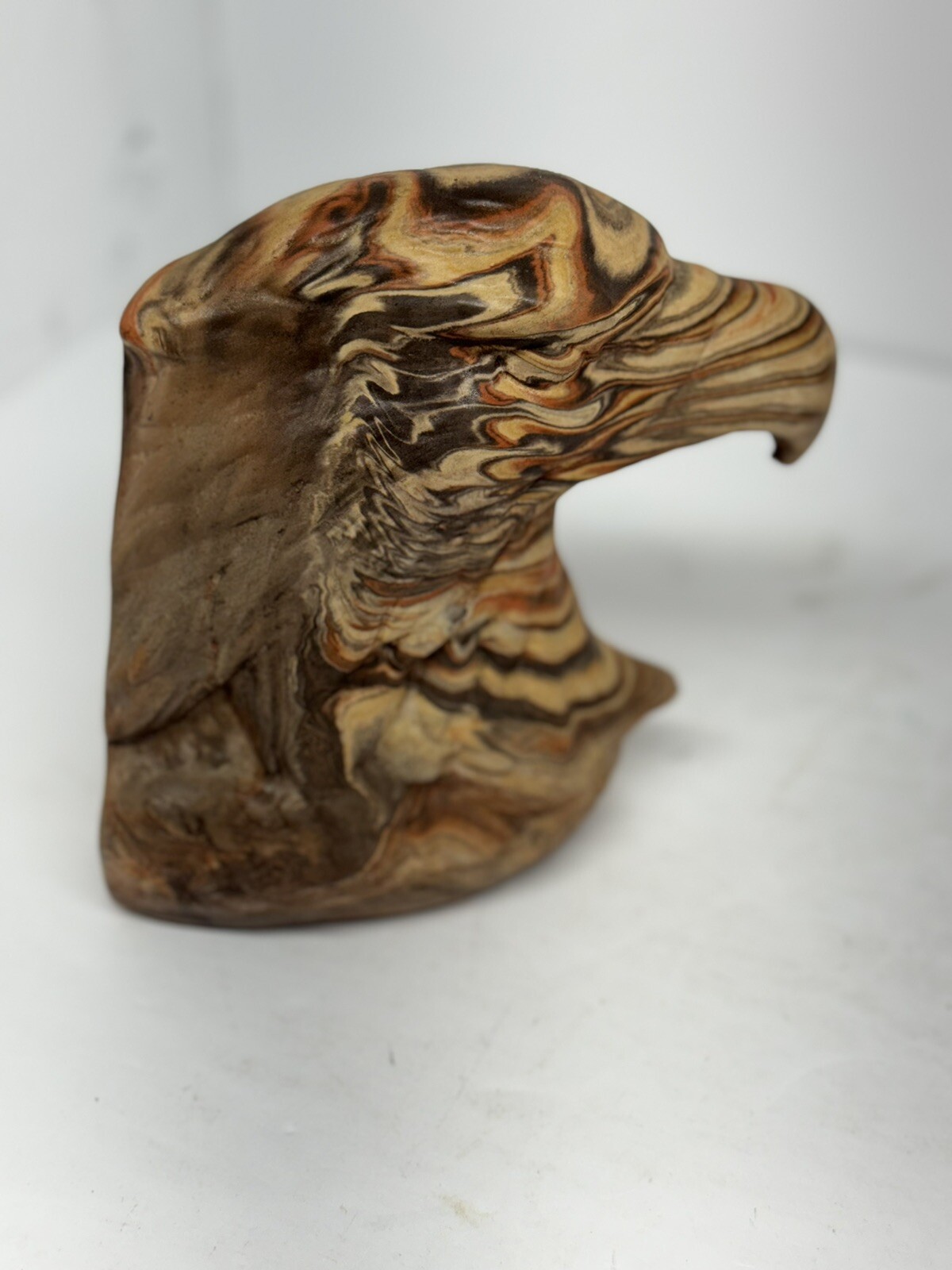 Vintage Native American Eagle Bookends Swirl Layered Clay Resin Western Decor