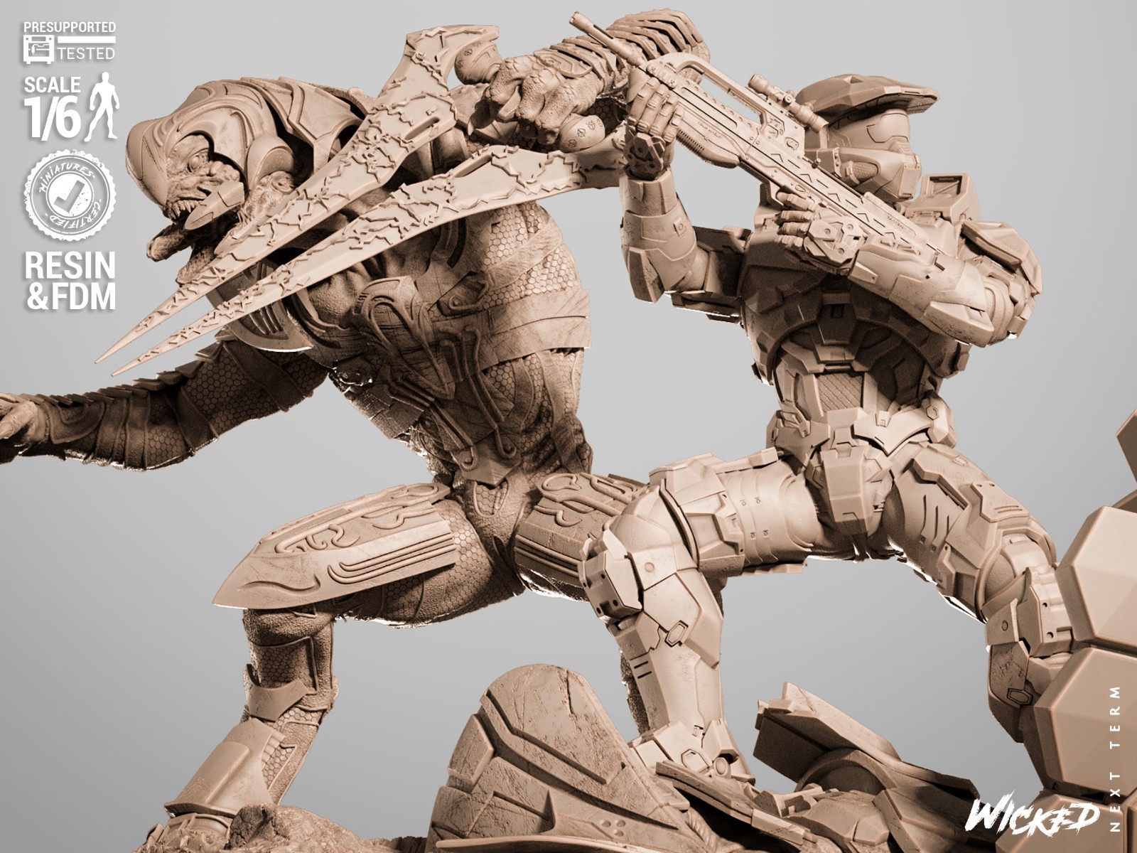 Halo Diorama – 1/6 Scale Figure Statue 3D Print Model Kit Unpainted