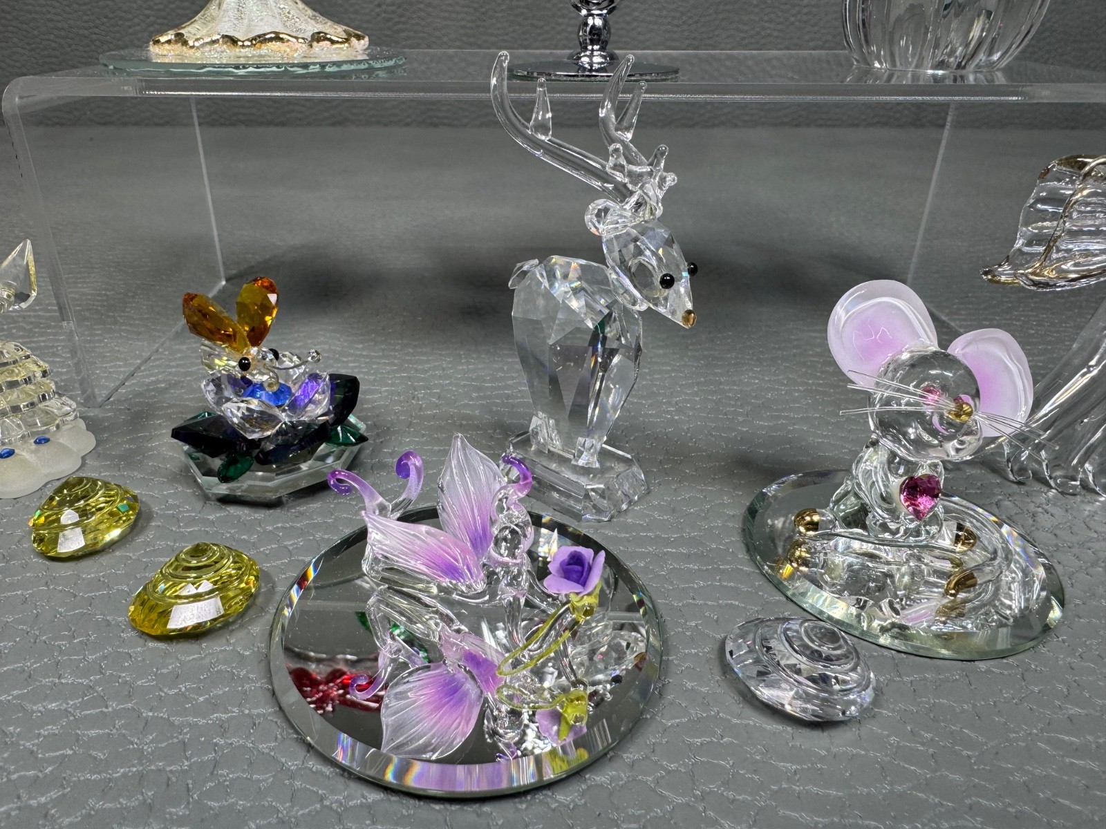 Collection of 9 Miniature Crystal Figurines