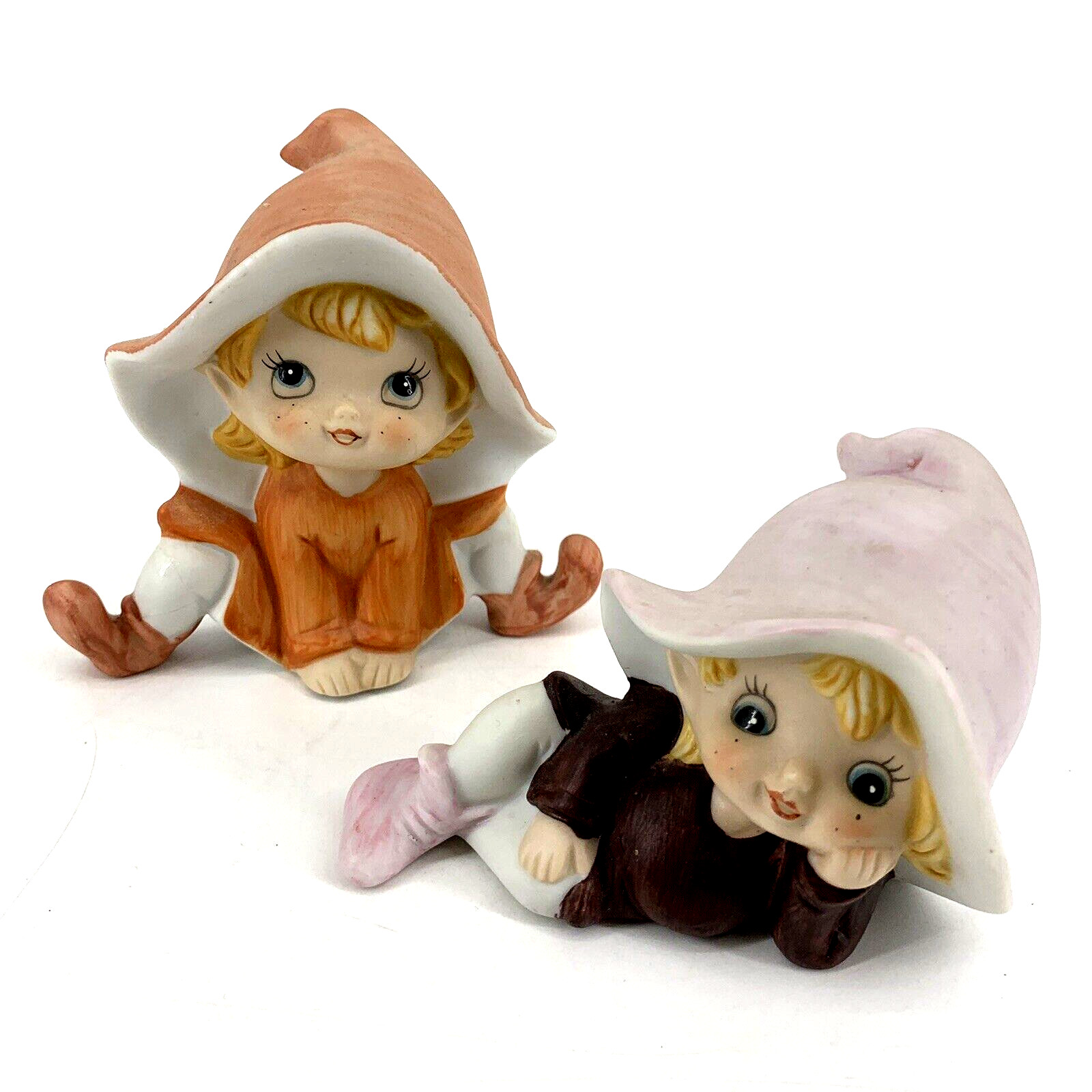 Vintage Homco Home Interiors Pixie Elf 2 Elves Figurine #5213 Porcelain