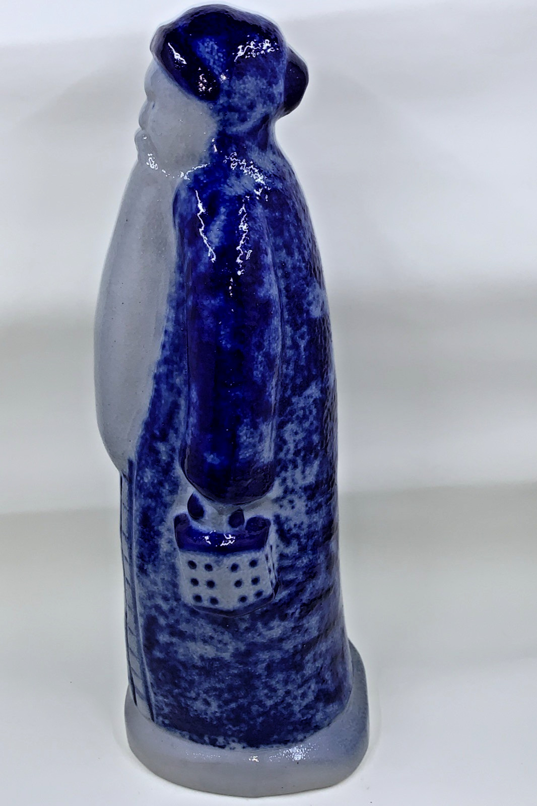 Eldreth Pottery Salt Glazed Santa Lantern Cobalt Blue Folk Art Stoneware 1992