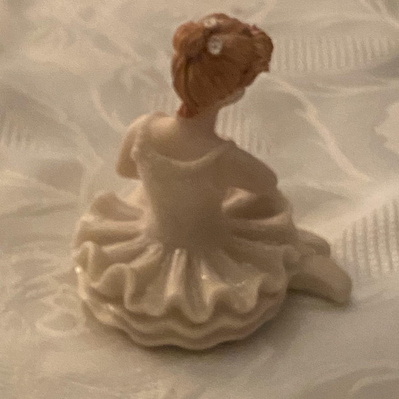 Vintage Ballerina Figurine Porcelain Ceramic White Sparkle Tutu Sitting Pose