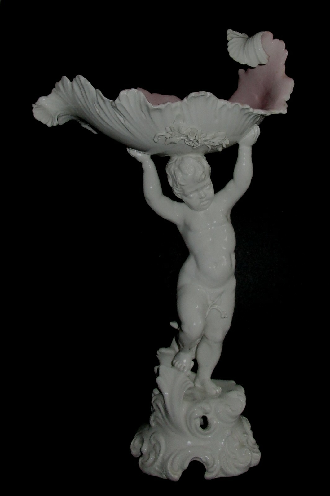 Vtg Italy Signed White Ceramica Bianca Sculpture Capodimonte Style Putti Cherub