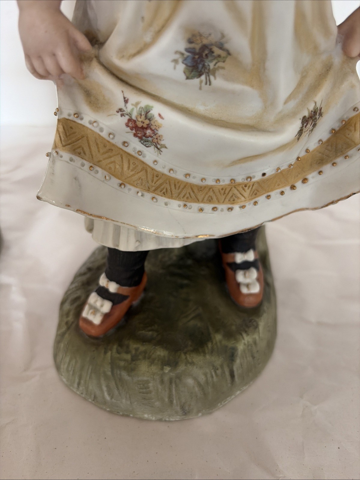 A Pair Of Antique Bisque Figurines Children Framers Late 19th Century