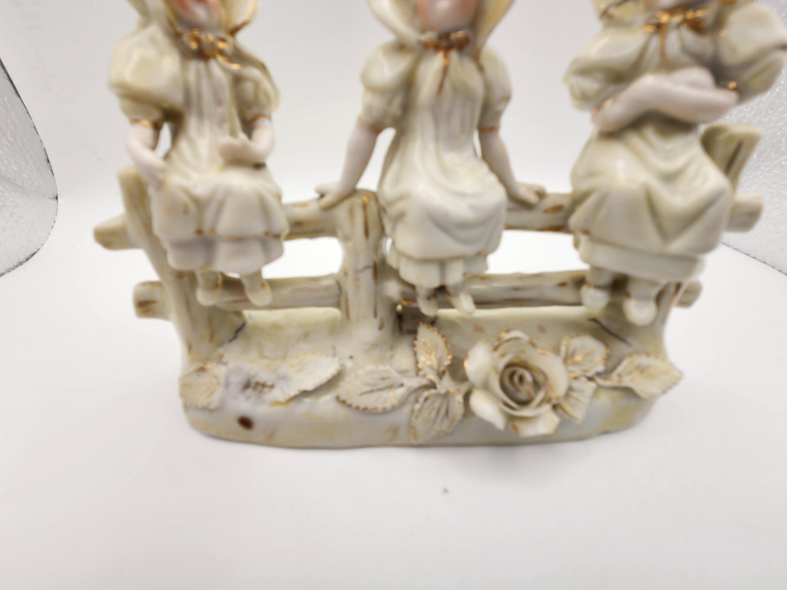 Vintage 3 Girls on a Fence Porcelain Figurine