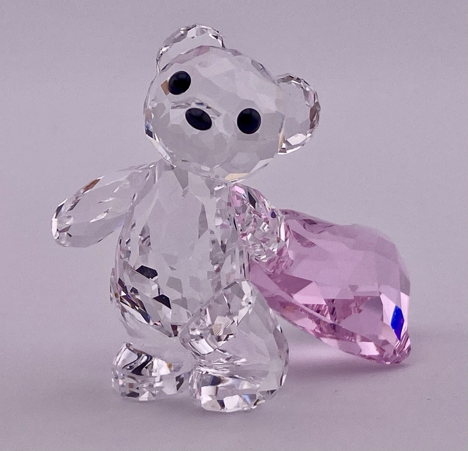 Swarovski Crystal Kris Bear WITH YOU Pink Heart Figurine, Swan Logo.