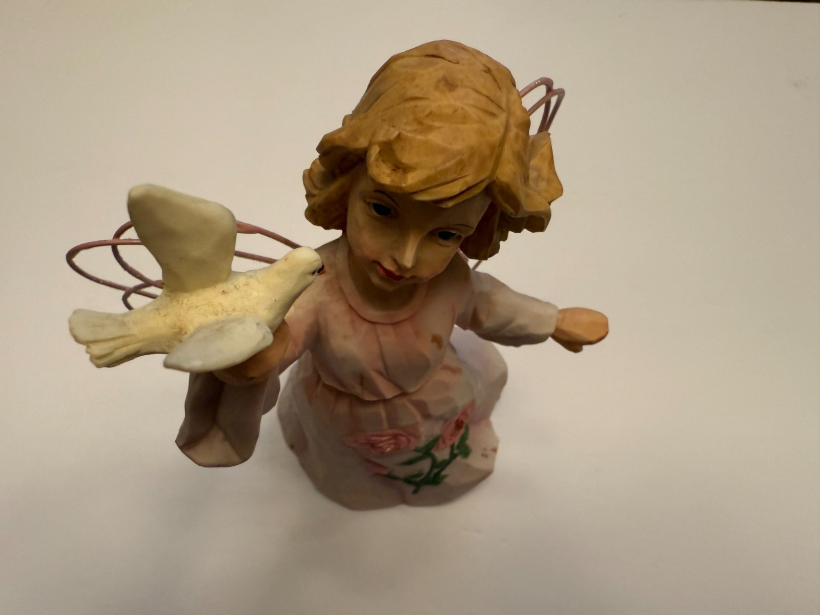 Summer Angel, Fairy w/Dove Floral Carved