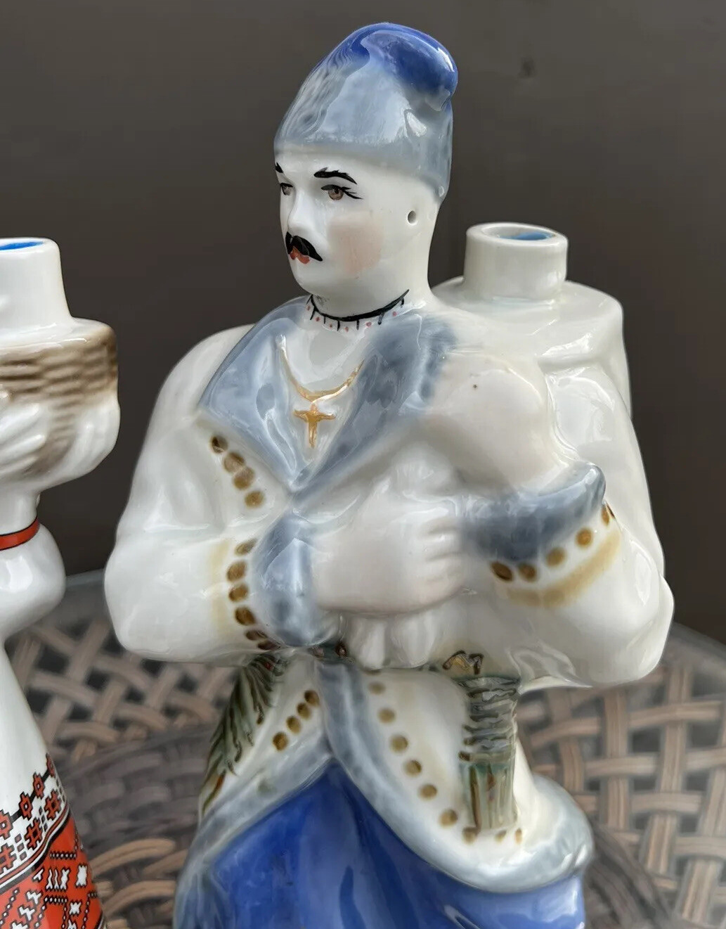 Soviet USSR Figurine Bottles Decanters ca 1970s Ukrainian Traditional Costumes