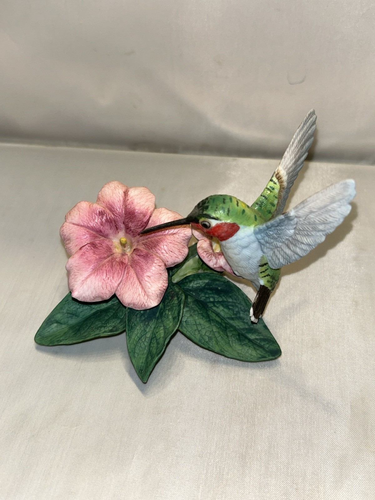 Vintage Lenox Fine Porcelain Hummingbird On Flower Figurine