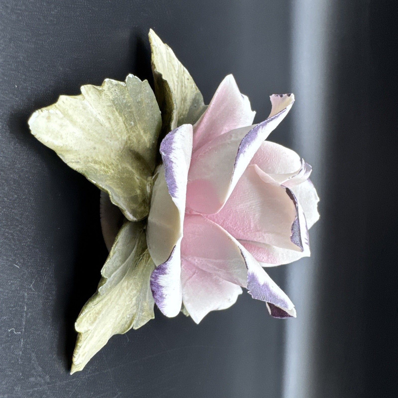 Vintage Capodimonte Porcelain Hand Painted Rose Matte Finish Made in Italy