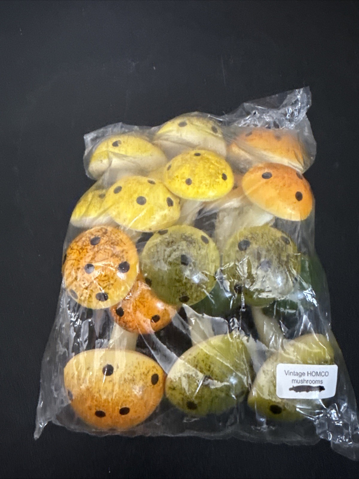 HOMCO Mushrooms Stems Set Of 6 MCM Decor Orange Green Yellow New In Package